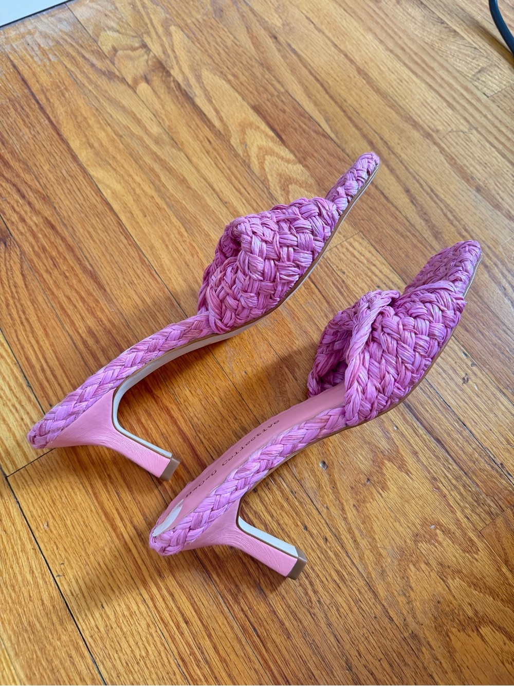 Pink Woven Raffia Heels - Picture 3 of 4
